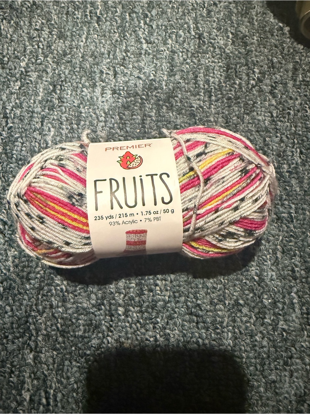 Premier Fruits Variegated Yarn in White, Pink, Yellow, Gray